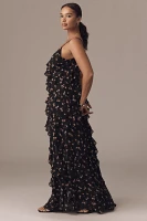AFRM Ilaria Sweetheart Ruched Mesh Maxi Dress