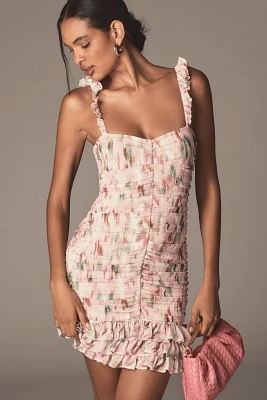AFRM Medford Square-Neck Ruffle Mini Dress