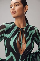 AFRM Kori Mesh Long-Sleeve Mini Dress