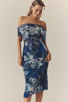 AFRM Zamora Off-The-Shoulder Mesh Midi Dress