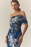 AFRM Zamora Off-The-Shoulder Mesh Midi Dress