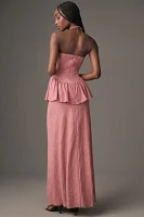 We Wore What Strapless Corset Peplum Maxi Dress