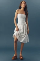 WeWoreWhat Cotton Strapless Ribbed Midi Dress