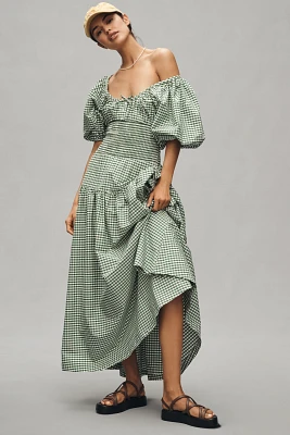 WeWoreWhat Smocked Puff-Sleeve Maxi Dress