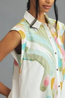 The Lillian Cap-Sleeve Button-Front Midi Dress by Maeve