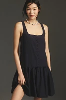 By Anthropologie Square-Neck Seersucker Mini Dress