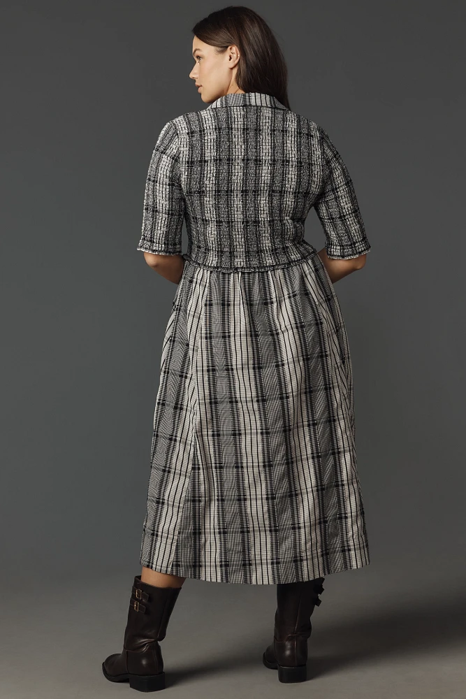 Maeve Short-Sleeve Smocked Midi Shirt Dress