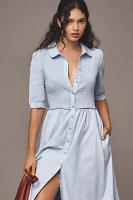 Maeve Short-Sleeve Smocked Midi Shirt Dress