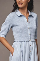 Maeve Short-Sleeve Smocked Midi Shirt Dress