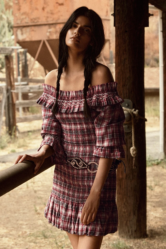 anthropologie red plaid dress The Somerset Plaid Mini Dress