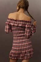 Pilcro Smocked Plaid Mini Dress