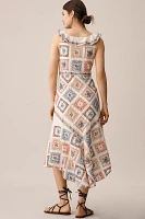 By Anthropologie Sleeveless Ruffled V-Neck Midi Dress