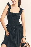 Pilcro Ruffled Smocked-Waist Button-Front Midi Dress