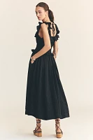 Pilcro Ruffled Smocked-Waist Button-Front Midi Dress