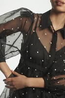 Maeve Sheer Collared Babydoll Mini Dress