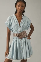 Pilcro Shirred-Waist Buttondown Mini Dress