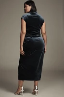 The Maya Ruched Cowl-Neck Dress: Stretch Velvet Edition