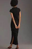 The Maya Ruched Cowl-Neck Dress: Textured Edition