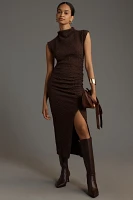 The Maya Ruched Cowl-Neck Dress: Textured Edition