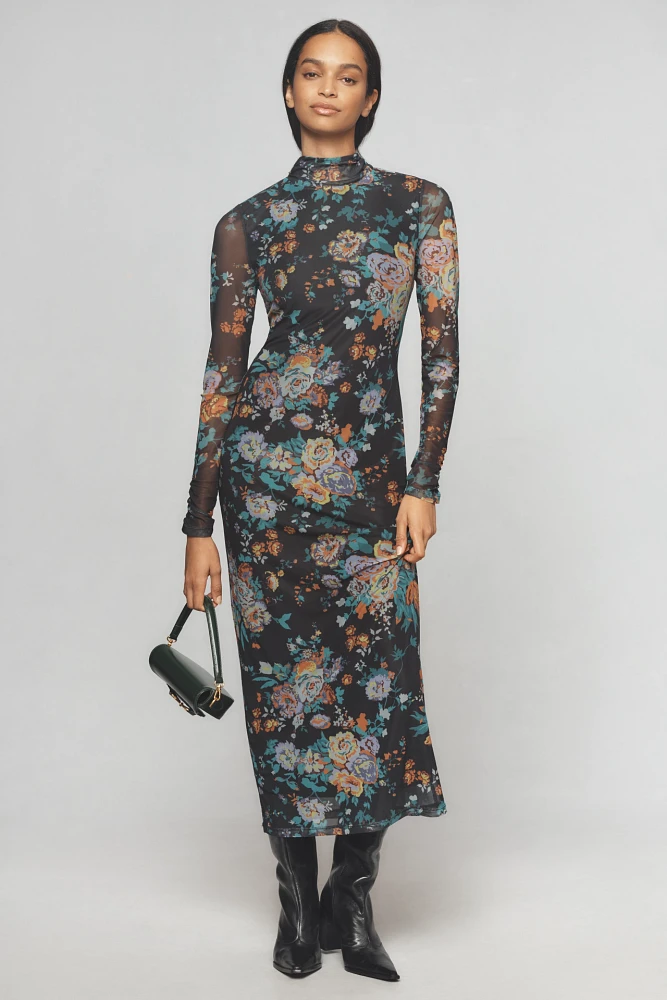 By Anthropologie Mock-Neck Knit Maxi Dress