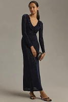 By Anthropologie Velvet Ruched Maxi Dress