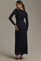 By Anthropologie Velvet Ruched Maxi Dress