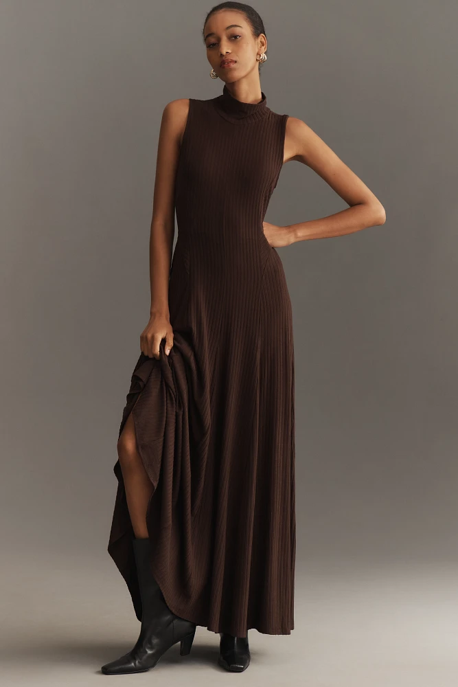 By Anthropologie Sleeveless Mock-Neck Maxi Dress