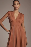 By Anthropologie Sleeveless V-Neck A-Line Midi Dress
