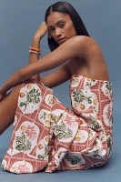 Palm. Noosa Alessia Pink Citrus Tile Crepe Strapless Midi Dress