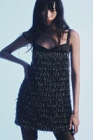 By Anthropologie Sweetheart Fringe Shift Mini Dress