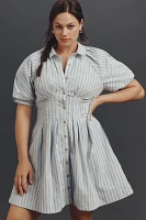 By Anthropologie Puff-Sleeve Mini Shirt Dress