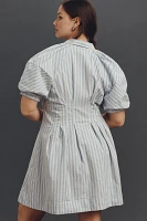 By Anthropologie Puff-Sleeve Mini Shirt Dress