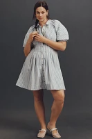 By Anthropologie Puff-Sleeve Mini Shirt Dress