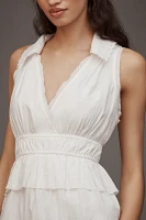 By Anthropologie Collared Halter Tiered Ruffled Mini Dress