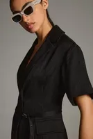 4SI3NNA Lorenzo Short-Sleeve Belted Blazer Dress