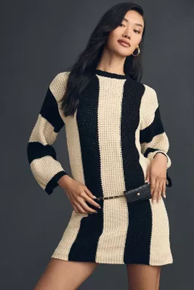 4SI3NNA Long-Sleeve Striped Sweater Mini Dress