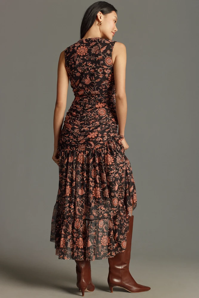 4SI3NNA V-Neck Sleeveless Midi Dress