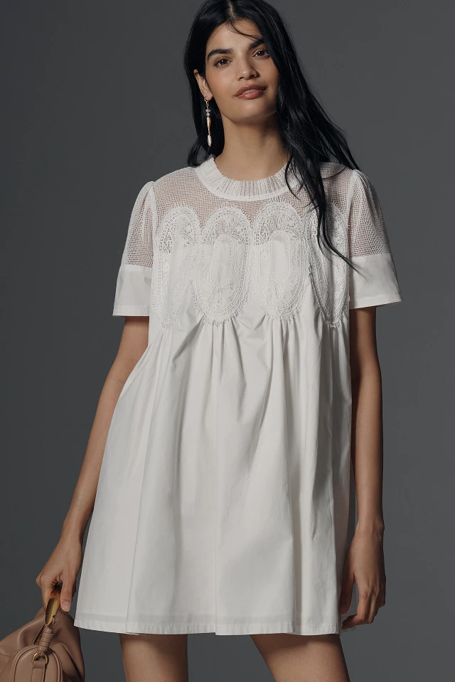 en elly lace short-sleeve mini babydoll dress En Elly Lace Short-Sleeve Mini Babydoll Dress at MarketFair Shoppes in  Princeton, NJ