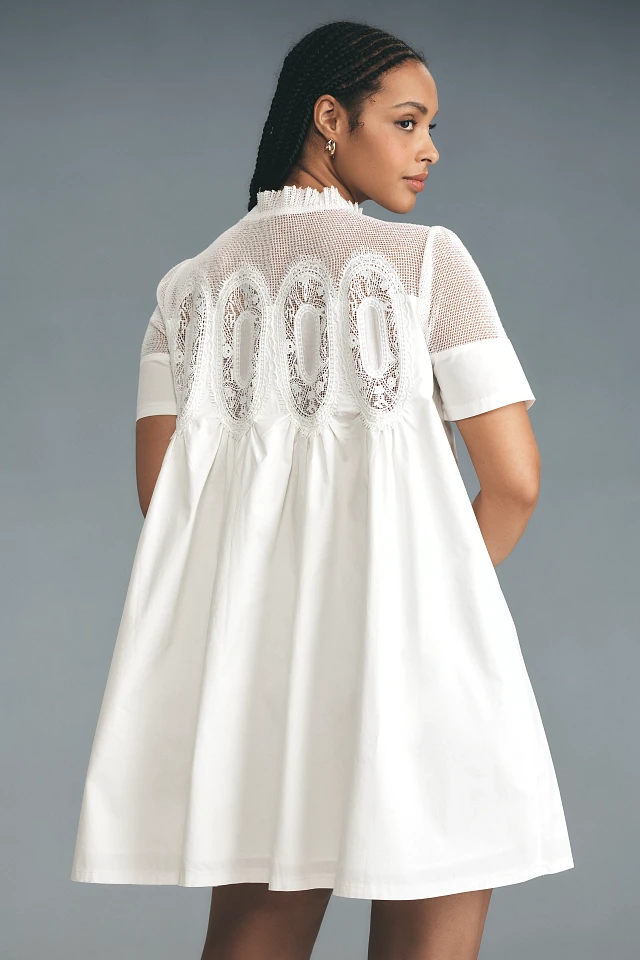 En Elly Lace Short-Sleeve Mini Babydoll Dress | The Summit En Elly Lace Short-Sleeve Mini Babydoll Dress | The Summit