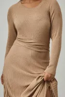 By Anthropologie Long-Sleeve Ribbed Sweater Midi Dress