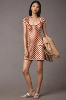 By Anthropologie Square-Neck Fit & Flare Sweater Mini Dress