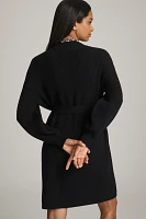 Maeve Long-Sleeve Mock-Neck Tie-Waist Mini Dress