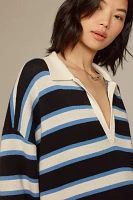 By Anthropologie Collared Colorblock Sweatshirt Mini Dress