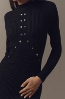 By Anthropologie Long-Sleeve Mock Neck Studded Sweater Midi Dress