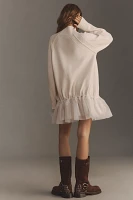 By Anthropologie Long-Sleeve Turtleneck Tulle Twofer Mini Dress