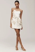 By Anthropologie Strapless Floral Appliqué Mini Dress