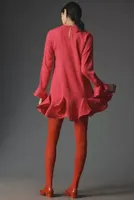 Vineet Bahl Long-Sleeve Ruffle-Hem Mini Dress