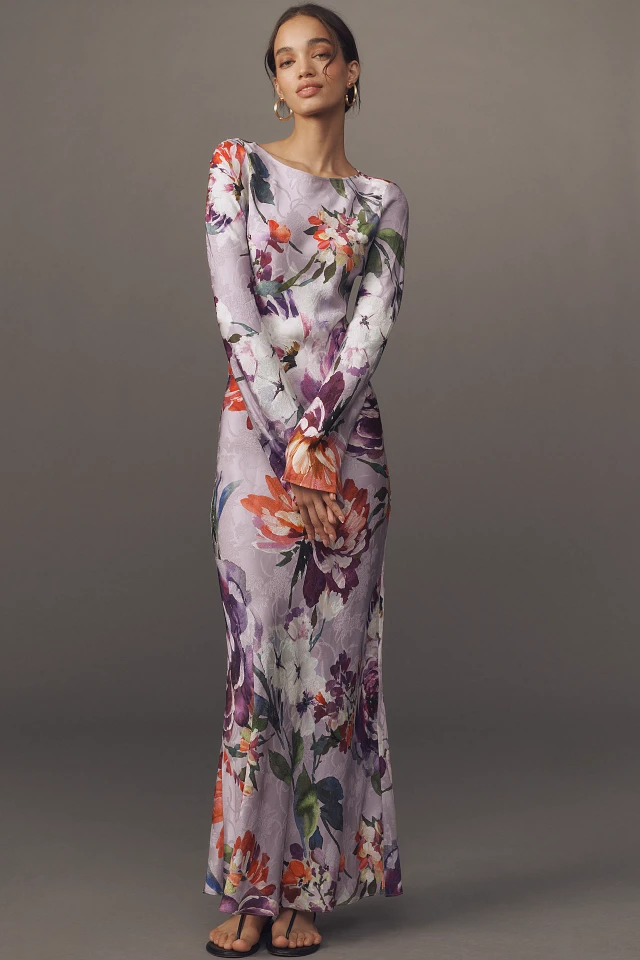 Kachel Long-Sleeve Printed Slip Maxi Dress at MarketFair Shoppes in  Princeton, NJ