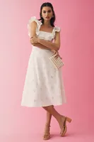 Forever That Girl Ruffled Eyelet Square-Neck Dress