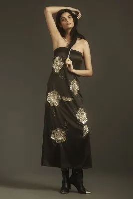 Let Me Be Strapless Embellished Midi Dress